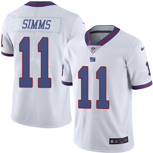 Men's Elite Phil Simms Nike Jersey White - #11 Rush NFL New York Giants